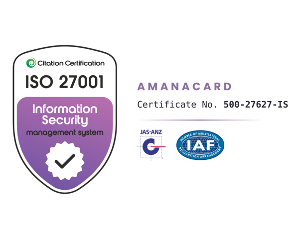 Amanacard Iso27001 Badge Wide Cert 500 27627 IS